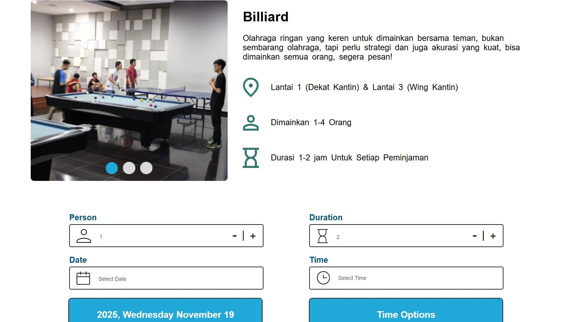 BINUS @Bekasi Booking Facility Web screenshot 3